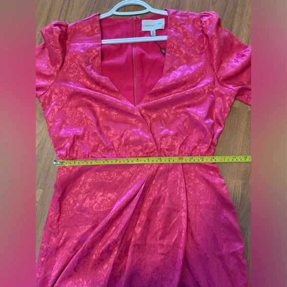 🌸ADELYN RAE💗hot pink silk floral Lindsey Wrap Jacquard Mini wrap Dress NWT - Picture 15 of 16